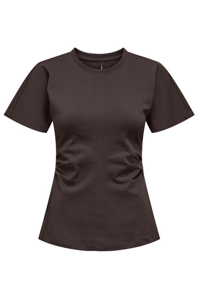 ONLMARIE LIFE S/S RUCHING TOP JRS N 15365258 SEAL BROWN